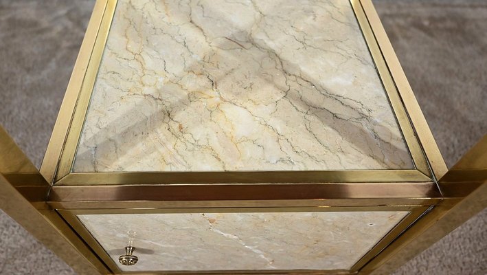 Small Marble and Brass Bedroom Table-RVK-1793615