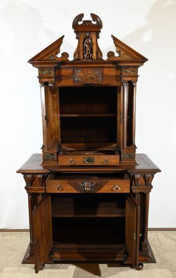 Small Mid-19th Century Renaissance Style 2-Body Buffet in Walnut-RVK-1800407