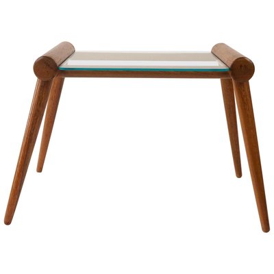 Small Mid-Century Austrian Table in Wood with Glass Plate from Max Kment, 1950s-BAF-763462