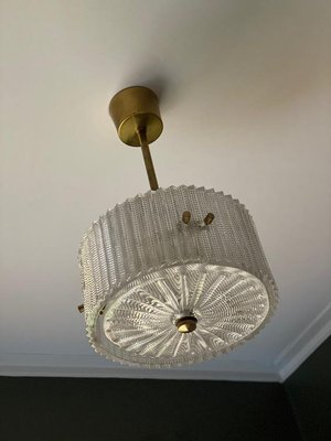 Small Mid-Century Circular Pendant Lamp from Orrefors, 1960s-ARN-865377