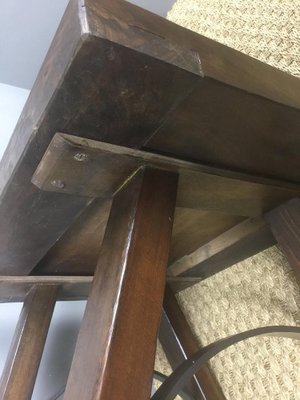 Small Mid-Century French Brutalist style Oak Table with Ceramic Top, 1970s-WZZ-1373019