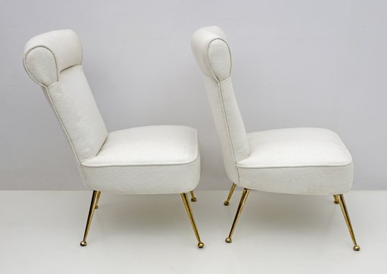 Small Mid-Century Italian Modern Boucle Armchairs, 1950s, Set of 2-FER-1734331