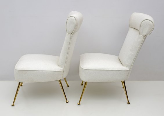 Small Mid-Century Italian Modern Boucle Armchairs, 1950s, Set of 2-FER-1734331