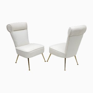 Small Mid-Century Italian Modern Boucle Armchairs, 1950s, Set of 2-FER-1734331