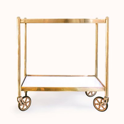 Small Mid-Century Modern Brass Bar Cart, 1950s-YK-2023155