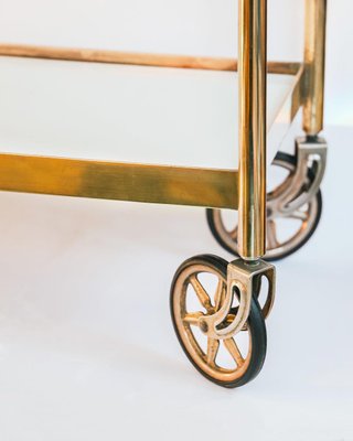 Small Mid-Century Modern Brass Bar Cart, 1950s-YK-2023155