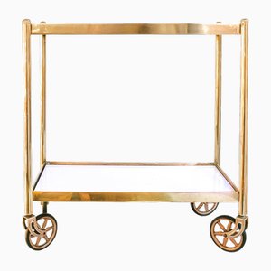 Small Mid-Century Modern Brass Bar Cart, 1950s-YK-2023155