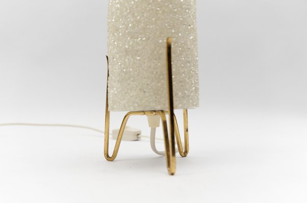 Small Mid-Century Modern Tripod Table Lamp in Brass and Granulate, 1960s-KQB-1735821