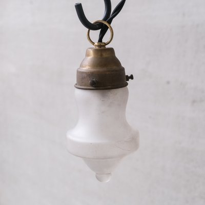 Small Mid-Century Opaque Glass and Brass Pendant Light-JRP-1765308