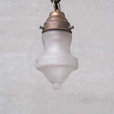 Small Mid-Century Opaque Glass and Brass Pendant Light-JRP-1765308