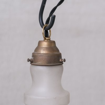 Small Mid-Century Opaque Glass and Brass Pendant Light-JRP-1765308