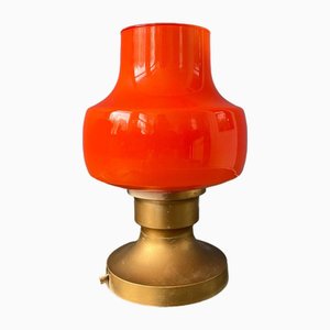 Small Mid-Century Orange Glass Table Lamp-ZBK-2022374