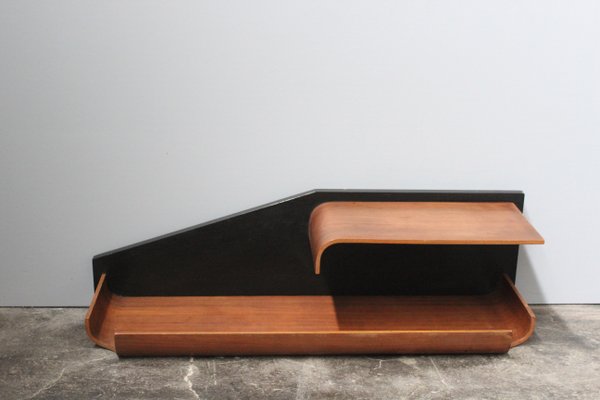 Small Mid-Century Rosewood and Black Laminated Shelf, 1960s-HZ-595243