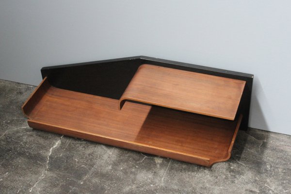 Small Mid-Century Rosewood and Black Laminated Shelf, 1960s-HZ-595243