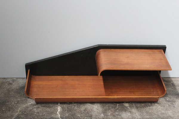 Small Mid-Century Rosewood and Black Laminated Shelf, 1960s-HZ-595243