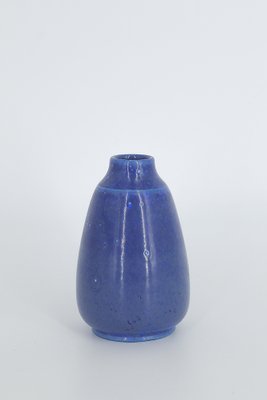 Small Mid-Century Scandinavian Modern Blue Stoneware Vases by Gunnar Borg for Gunnars Keramik Höganäs, 1960s, Set of 3-ZAA-1794267