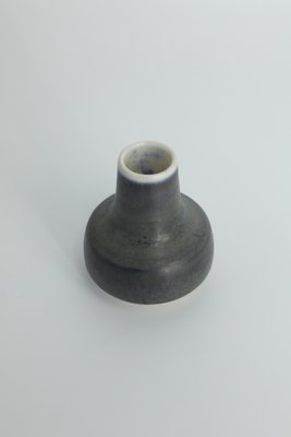 Small Mid-Century Scandinavian Modern Collectible Anthracite Stoneware Vase by Gunnar Borg for Höganäs Ceramics, 1960s-ZAA-1780046