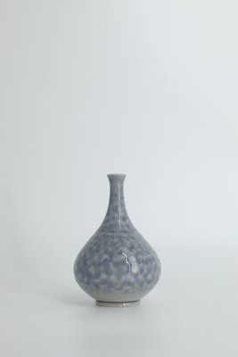 Small Mid-Century Scandinavian Modern Collectible Azure Stoneware Vase by Gunnar Borg for Höganäs Ceramics, 1960s-ZAA-1779558