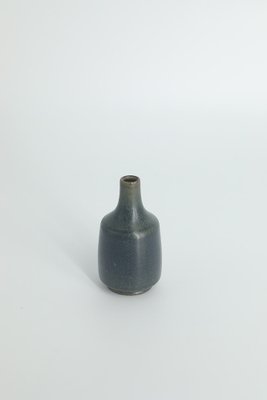 Small Mid-Century Scandinavian Modern Collectible Blue & Brown Stoneware Vase by Gunnar Borg for Gunnars Keramik Höganäs, 1960s, Set of 4-ZAA-1795544