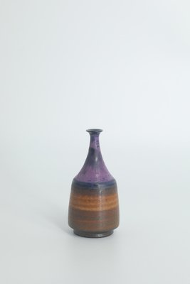 Small Mid-Century Scandinavian Modern Collectible Brown & Purple Stoneware Vases by Gunnar Borg for Gunnars Keramik Höganäs, 1960s, Set of 4-ZAA-1802212