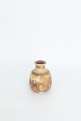 Small Mid-Century Scandinavian Modern Collectible Brown Stoneware Vase by Gunnar Borg for Höganäs Ceramics, 1960s-ZAA-1785132