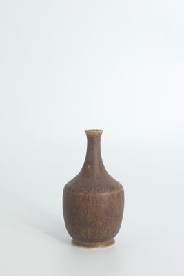 Small Mid-Century Scandinavian Modern Collectible Brown Stoneware Vases by Gunnar Borg for Höganäs Ceramics, 1960s, Set of 4-ZAA-1795623