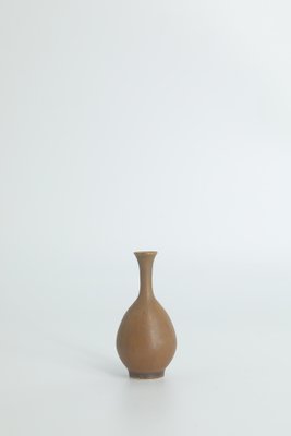 Small Mid-Century Scandinavian Modern Collectible Brown Stoneware Vases by Gunnar Borg for Höganäs Ceramics, 1960s, Set of 4-ZAA-1795623