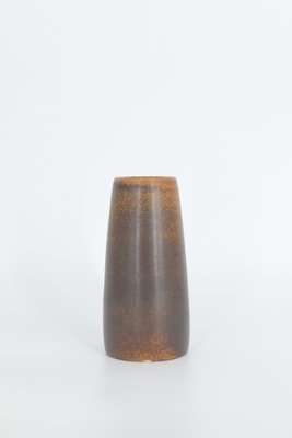 Small Mid-Century Scandinavian Modern Collectible Chocolate Stoneware Vase by Gunnar Borg for Höganäs Ceramics, 1960s-ZAA-1785149