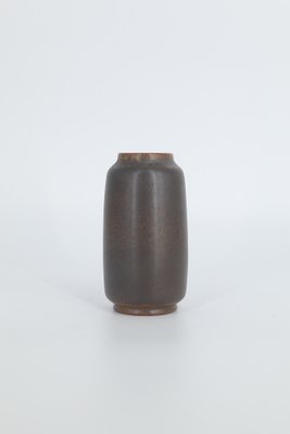 Small Mid-Century Scandinavian Modern Collectible Dark Chocolate Stoneware Vase by Gunnar Borg for Höganäs Ceramics, 1960s-ZAA-1784160