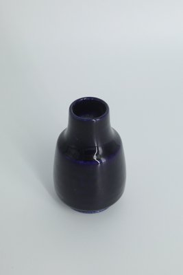 Small Mid-Century Scandinavian Modern Collectible Dark Navy Blue Stoneware Vase by Gunnar Borg for Höganäs Keramik, 1960s-ZAA-1780052