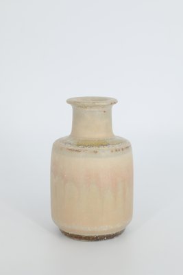 Small Mid-Century Scandinavian Modern Collectible Sand Stoneware Vase by Gunnar Borg for Höganäs Ceramics, 1960s-ZAA-1784201