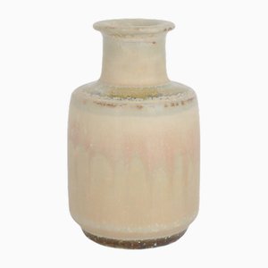 Small Mid-Century Scandinavian Modern Collectible Sand Stoneware Vase by Gunnar Borg for Höganäs Ceramics, 1960s-ZAA-1784201