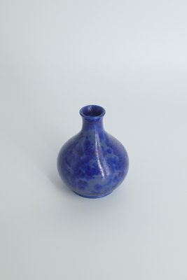 Small Mid-Century Scandinavian Modern Collectible Sapphire Stoneware Vase No. 14-11-2000 by Gunnar Borg for Höganäs Ceramics, 1960s-ZAA-1784100