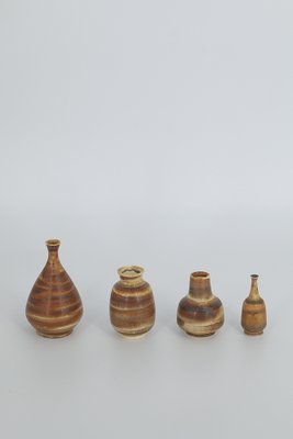 Small Mid-Century Scandinavian Modern Honey Stoneware Vases by Gunnar Borg for Höganäs Ceramics, 1960s, Set of 4-ZAA-1794207