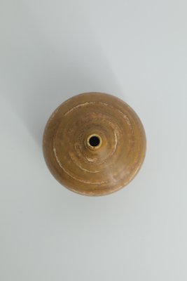 Small Mid-Century Scandinavian Modern Spherical Brown Stoneware Vase No. 19 7/11 75 by Gunnar Borg for Höganäs Keramik, 1960s-ZAA-1777692