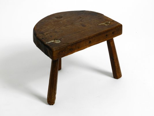 Small Mid-Century Solid Wood Low Milking Stool-RR-1139003