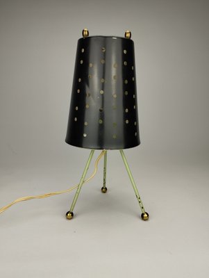 Small Mid-Century Tripod Table Lamp with Perforated Metal Shade, 1950-SFQ-1806242