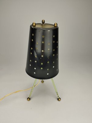 Small Mid-Century Tripod Table Lamp with Perforated Metal Shade, 1950-SFQ-1806242