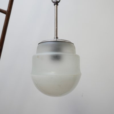 Small Mid-Century Two-Tone Opaline and White Glass Pendant Lamp-JRP-943795