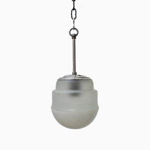 Small Mid-Century Two-Tone Opaline and White Glass Pendant Lamp-JRP-943795