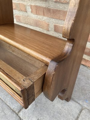 Small Mid-Century Walnut Wall Shelf with One Drawer, 1960s-NOU-881039