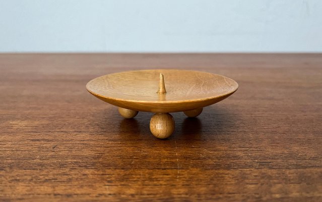 Small Mid-Century Wooden Candleholder, 1960s-UAH-1802375