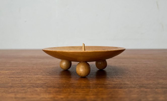 Small Mid-Century Wooden Candleholder, 1960s-UAH-1802375