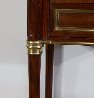 Small Middle and Marble Mahogany Side Table with Drawers in the Style of Louis XVI, 1900s-RVK-1312993