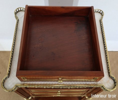 Small Middle and Marble Mahogany Side Table with Drawers in the Style of Louis XVI, 1900s-RVK-1312993