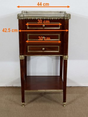 Small Middle and Marble Mahogany Side Table with Drawers in the Style of Louis XVI, 1900s-RVK-1312993