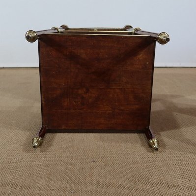 Small Middle and Marble Mahogany Side Table with Drawers in the Style of Louis XVI, 1900s-RVK-1312993