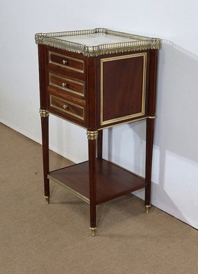 Small Middle and Marble Mahogany Side Table with Drawers in the Style of Louis XVI, 1900s-RVK-1312993