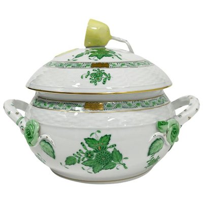 Small/Mini Green Porcelain Chinese Bouquet Apponyi Tureen with Handles from Herend Hungary-UCH-1224419