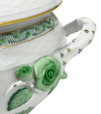 Small/Mini Green Porcelain Chinese Bouquet Apponyi Tureen with Handles from Herend Hungary-UCH-1224419